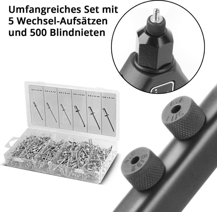 Produktbild Stahlwerk Nietzangen Set Blindnietzange Hebelnietzange Popnietzange + 500 Nieten (275 mm)