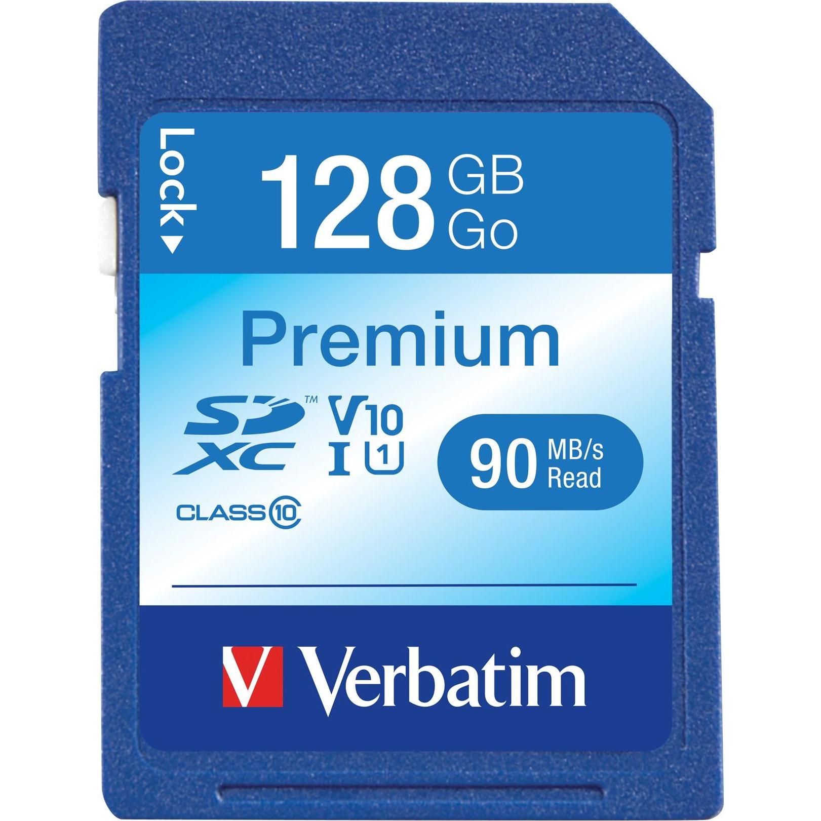 Verbatim Scheda SDXC Classe 10 Premium (128 GB, SDXC, U1, UHS-I), Scheda di memoria, Multicolore