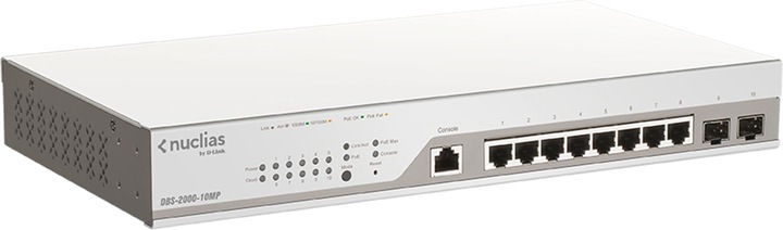 Produktbild D-Link Switch 8G 2SFP PoE 130w Nucli 8x10/100/1000 2xSFP PoE Nuclias (10 Ports)
