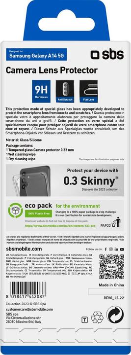 Actual product image SBS Camera Lens Protector for Samsung Galaxy A14 5G (1 pcs., Samsung Galaxy A14 5G)