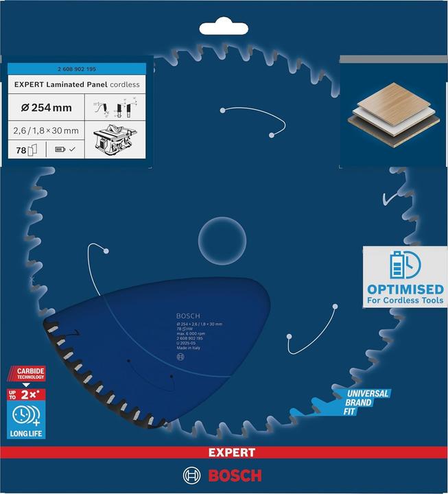 Produktbild Bosch Professional Zubehör EXPERT Laminated Panel Kreissägeblatt, 254x30 mm, T78