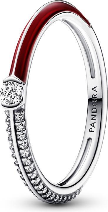 Immagine prodotto Pandora ME Anello doppio con pavé e rosso (56, 925 Argento)
