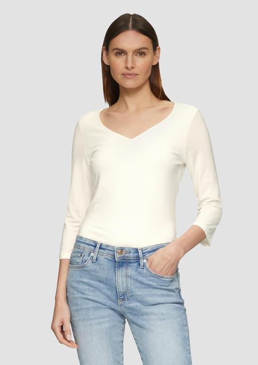 Actual product image S.Oliver T-Shirt T-Shirt aus Lyocell im Slim Fit mit 3/4-Ärmeln (48)