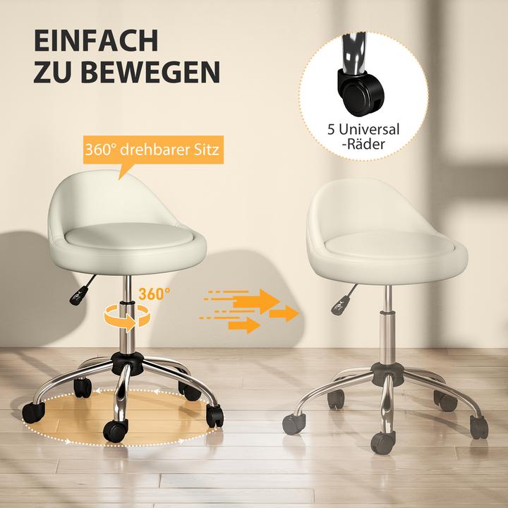 Actual product image Homcom Salonstuhl Kunstleder, Mehrschichtplatte Weiss (53 - 73 cm)