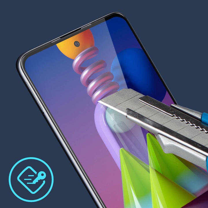 Actual product image Avizar bulletproof glass, glass protective film, protective glass (1 Piece, Samsung Galaxy M51)