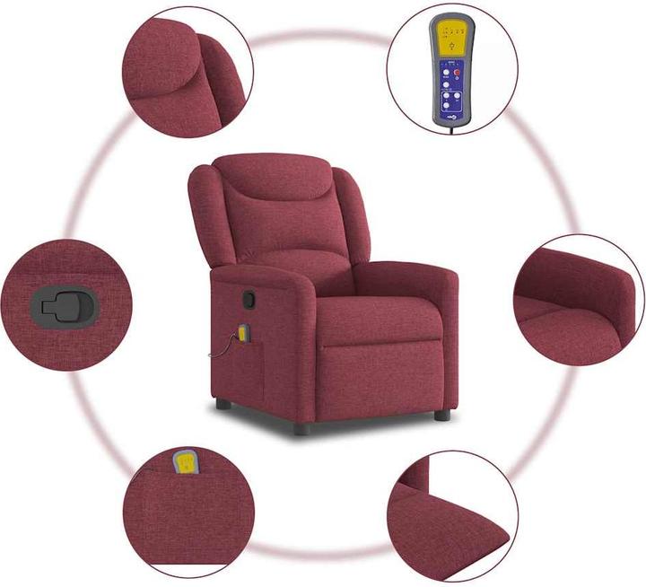 Productafbeelding VidaXL Massagefauteuil Wijnrode stof Massage TV-fauteuil