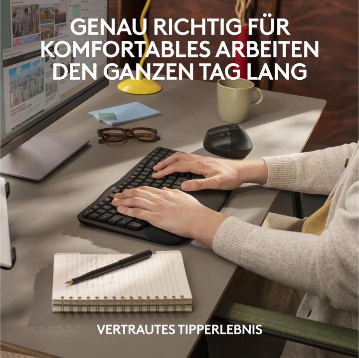 Actual product image Logitech Wave Keysergonomic Kb Graphite (Eng. Int., Wireless)