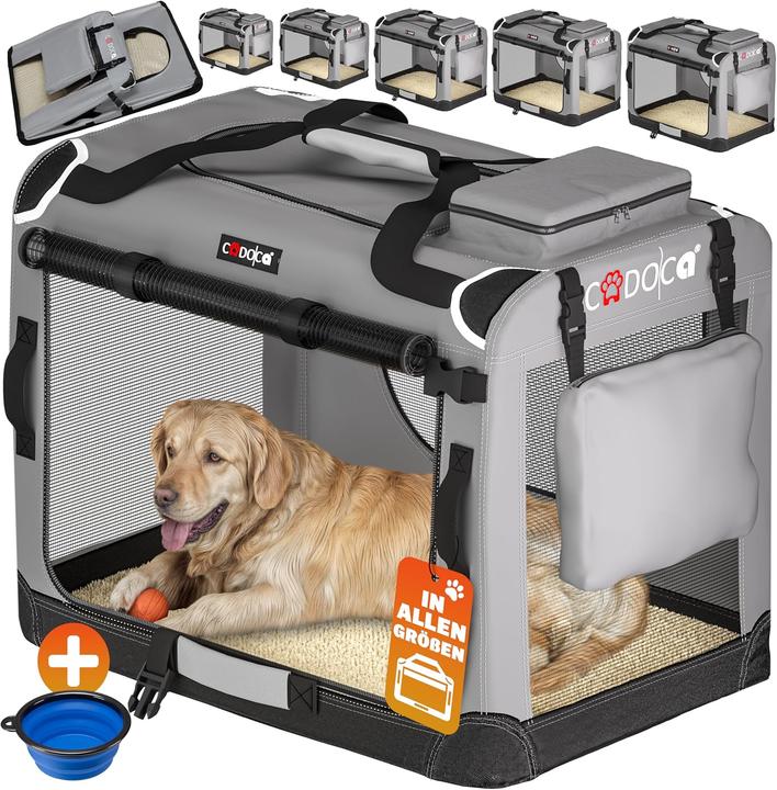 Cadoca Faltbare Hundetransportbox XXL, bis 40 kg, atmungsaktiv (Hund, Faltbar)