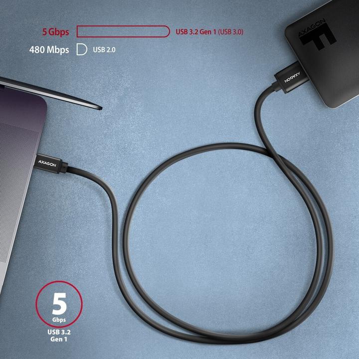 Actual product image Axagon BUMM3-CM10AB Cable Micro-B USB to USB-C 3.2 Gen 1 (1 m, USB 3.2 Gen 1, 5 W)