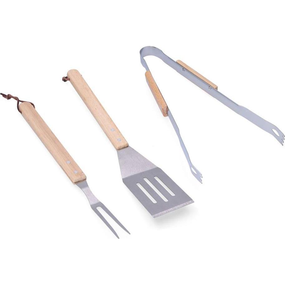 EDM, Posateria BBQ, Set of 3 oak/stainless steel barbecue tools