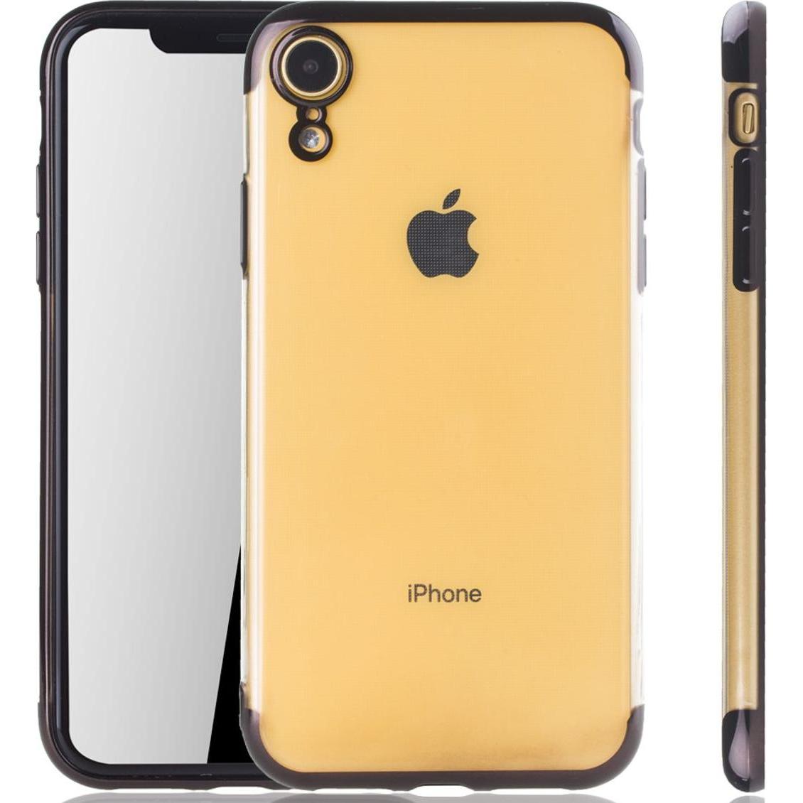 König Design Handy Hülle Schutz Case für Apple iPhone XR Durchsichtig Transparent Schwarz (Apple iPhone XR), Smartphone ...