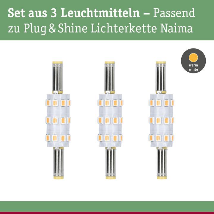 Immagine prodotto Paulmann Outdoor Plug & Shine Leuchtmittel 3er Set Naima (Connettore a bassa tensione da 5,5 mm/2,5 mm, 100 lm, 3x)