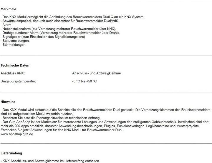 Nährwerte und Zutaten Gira Modul