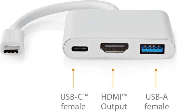 Actual product image Nedis USB Multi-Port Adapter | USB 3.2 Gen 1 | USB-C™ Plug | HDMI™ Output / USB-A Jack / USB-C (USB-C, 3 ports)