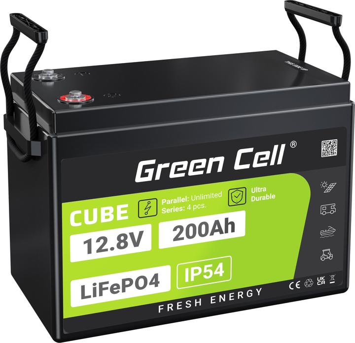 Actual product image GreenCell Green Cell CUBE LiFePO4 battery 200Ah 12.8V 2560Wh lithium iron phosphate battery for motorhomes, so (12.80 V, 200 Ah)