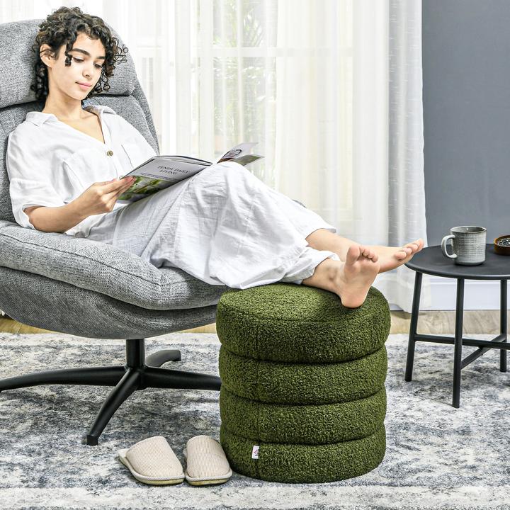 Actual product image Homcom Fusshocker Polyester, Schaumstoff Grün