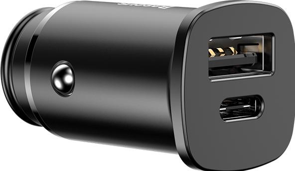 Image du produit Baseus Chargeur de voiture métallique carré USB/TypeC (30W)