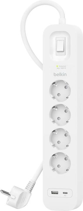 Belkin Steckdosenleiste 4-fach + USB-A+C,525J,18W,2m SRB001vf2MV2 (4x, USB-A, USB-C, 2 m)