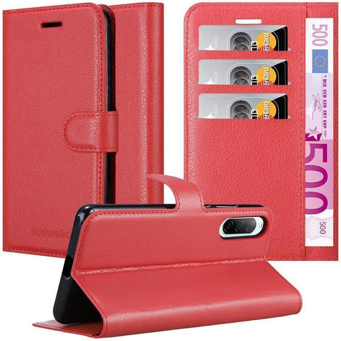 Cadorabo Book mit Standfunktion Cover (Sony Xperia 10 II), Smartphone Hülle, Rot