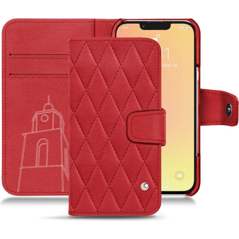 Noreve Lederschutzhülle Wallet (Apple iPhone 13 mini), Smartphone Hülle, Rot