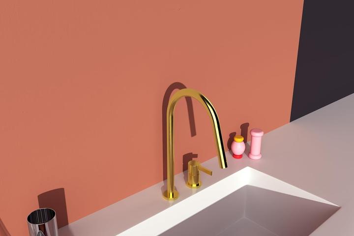 Actual product image Ideal Standard Two-hole kitchen faucet with high spout, swivel, self-cleaning aerator, backflow prevention