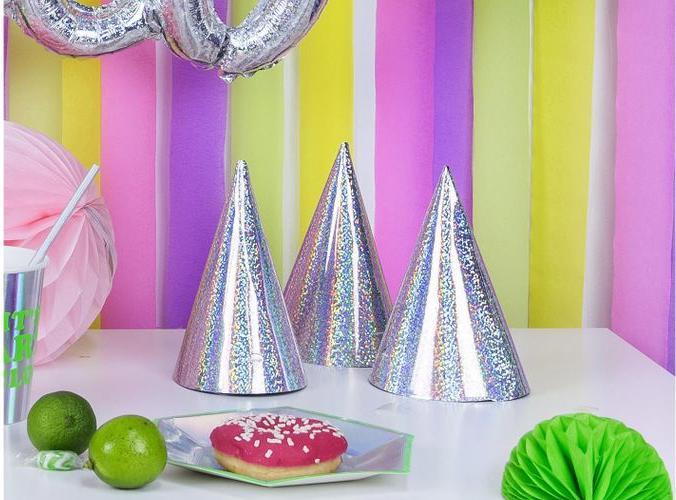 Productafbeelding Partydeco Feestmutsen Holografisch Veelkleurig, 16 x 10 cm, 20 stuks (20 Stuk)