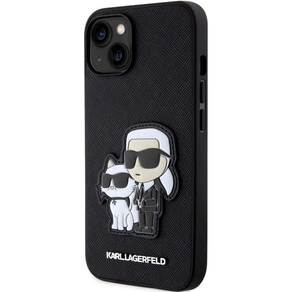 Karl Lagerfeld PU Saffiano Karl und Choupette NFT Hülle für iPhone 13 Schwarz (Apple iPhone 13), Smartphone Hülle, Schwa...