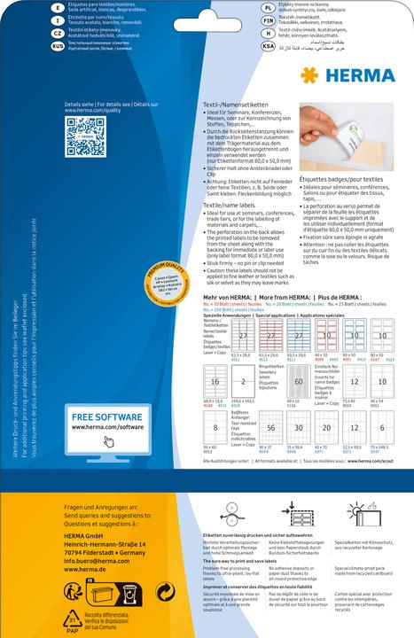 Produktbild HERMA Namensetiketten A4 ablösbar