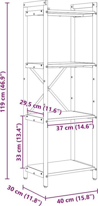 Immagine prodotto vidaXL Bücherregal (30 x 40 x 119 cm)