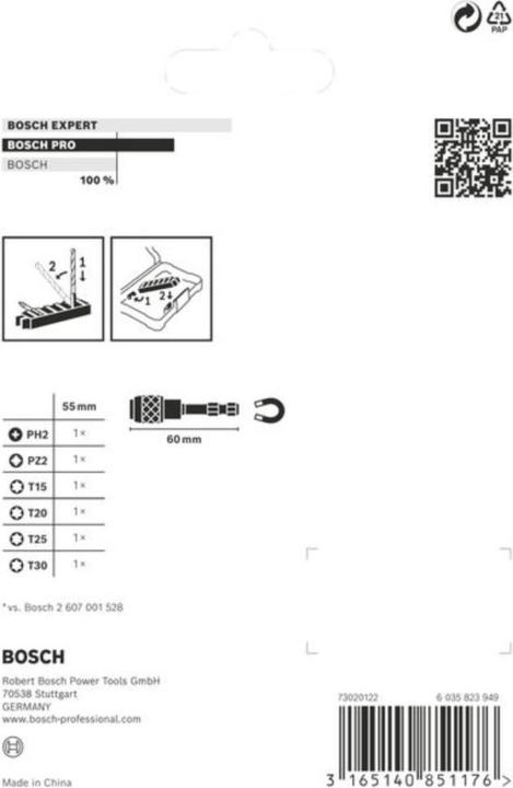 Produktbild Bosch Professional Zubehör Schrauberbit-Set Impact Control, 7-teilig, PH2, PZ2, T15, T20, T25,T30, 50 mm