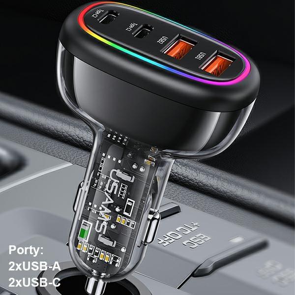 Produktbild Usams Ład. sam. 2xUSB-C 2xUSB-A C34 120W Fast Charge czarny/black CC169CC02 (US-CC169) (120 W)