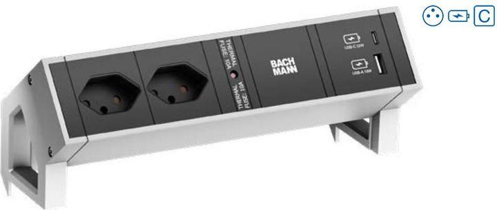 Actual product image Bachmann Desk 2 - 2 AC outlets - Indoor - Type E - 1 unit(s) (2x, CEE 7/5)