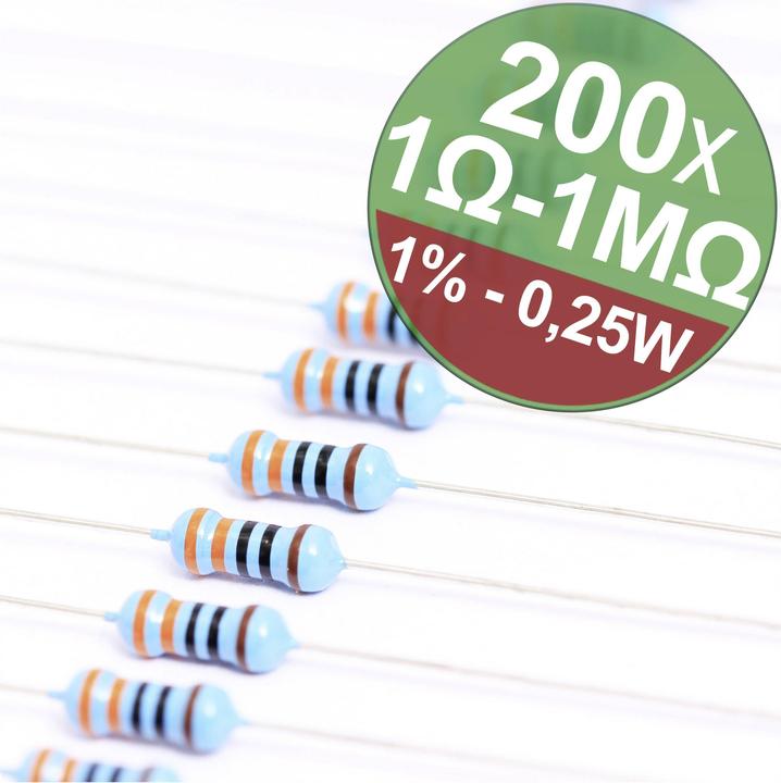 Quadrios 22P035 Assortimento di resistenze a film metallico con piombo assiale 0,25 W 1 % 1 set