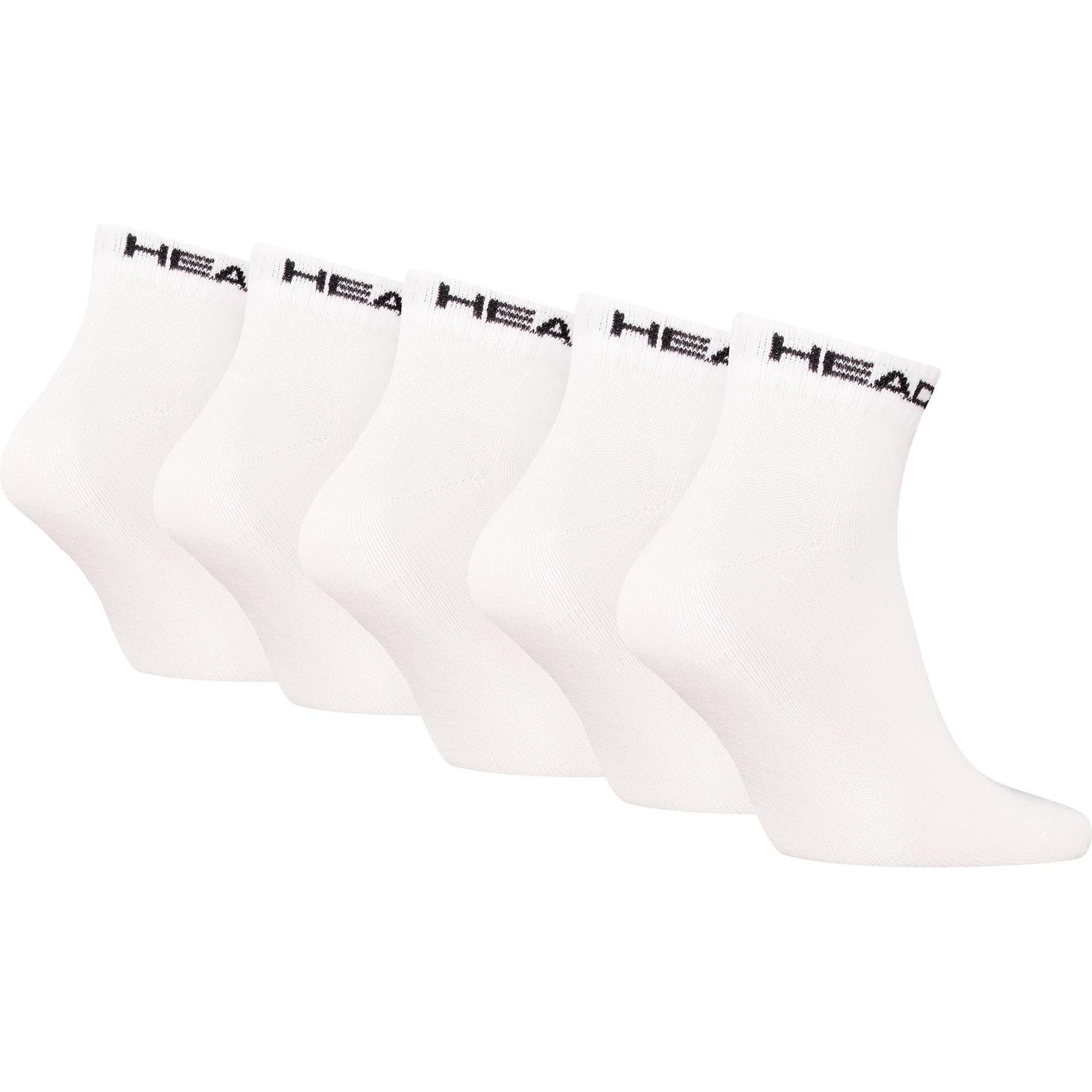 Head, Herren, Socken, Socken Casual ELEMENTS ALL SPORTS QUARETER 5P ECOM, Weiss, (5er Pack, 35 - 38)