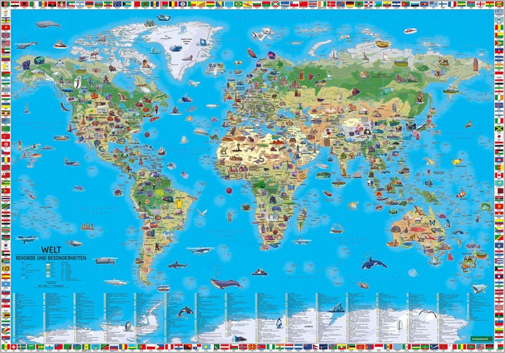 Immagine prodotto Mappa del mondo per bambini, 1:20.000.000, piegata, freytag & berndt
