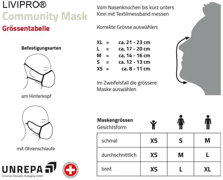 Actual product image Unrepa Community fabric mask LIVIPRO Evolution size XL, black (1 x)