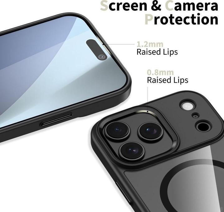 Produktbild Tech-Protect MagMat MagSafe Case für iPhone 17 Pro Max - Transparent Schwarz (Apple iPhone 17 Pro Max)