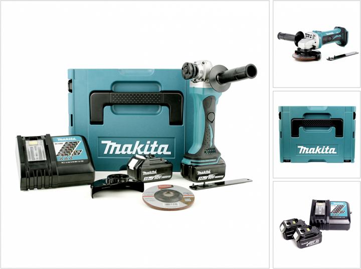 Actual product image Makita BGA 452 RFJ 18V Li-ion 115 mm battery angle grinder with 2x BL1830 B battery, DC 18 (115 mm)