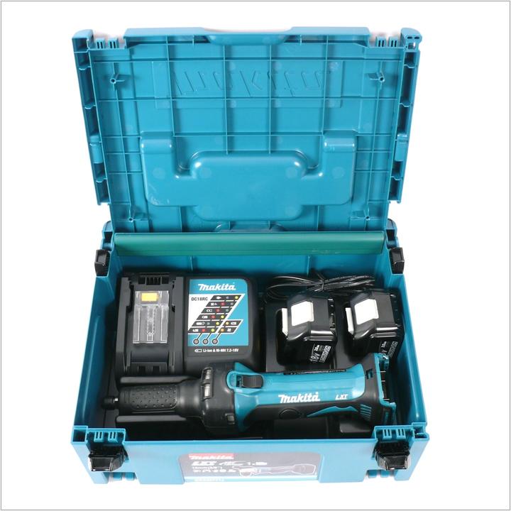 Produktbild Makita DGD 800 RFJ Akku Geradschleifer 18V + 2x 3,0Ah Akku + Ladegerät + Makpac (Geradschleifer, 54 W)