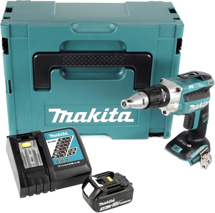 Actual product image Makita DFS 250 RF1J Battery drywall screwdriver 18 V Brushless + 1x battery 3.0 Ah + charger + Makpac (Rechargeable battery operated)
