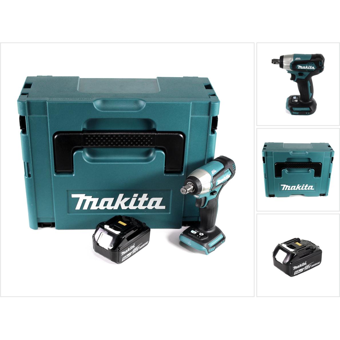 Makita, Trapano + Avvitatore a batteria, DTW 181 T1J Avvitatore a impulsi a batteria 18V 1/2" Brushless + Makpac + 1x batteria 5.0Ah - senza