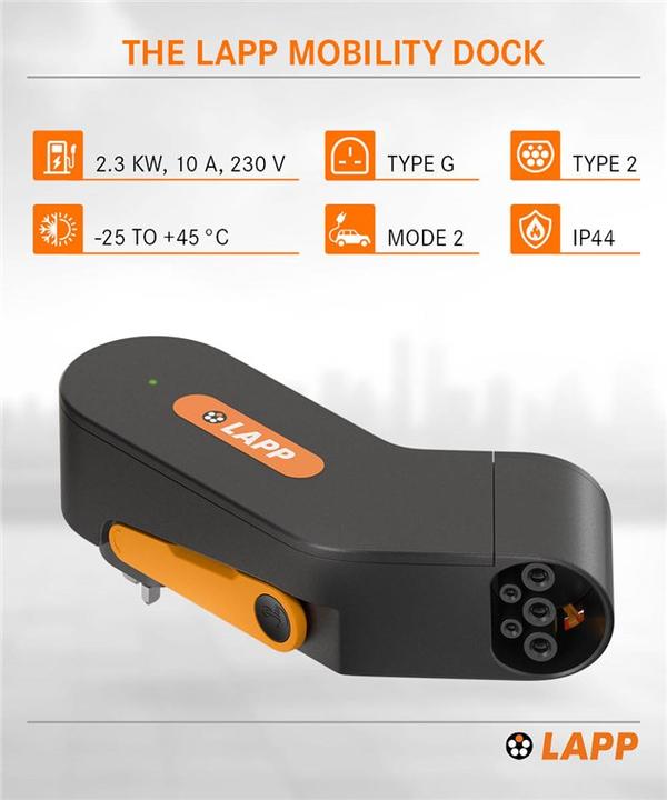 Actual product image Lapp Mobility Mobility Dock charger for electric vehicle, type UK (Type 2, 2.30 kW, 10 A, BS 1363)