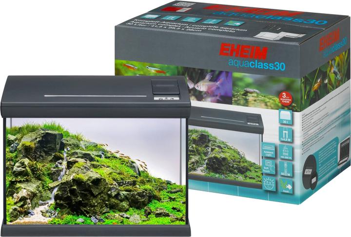 Produktbild Eheim Aquarium aquaclass 30 inkl. Beleuchtung, Heizer, Filter, Thermometer 41,5 x 25,5 x 28 cm anth (30 l)