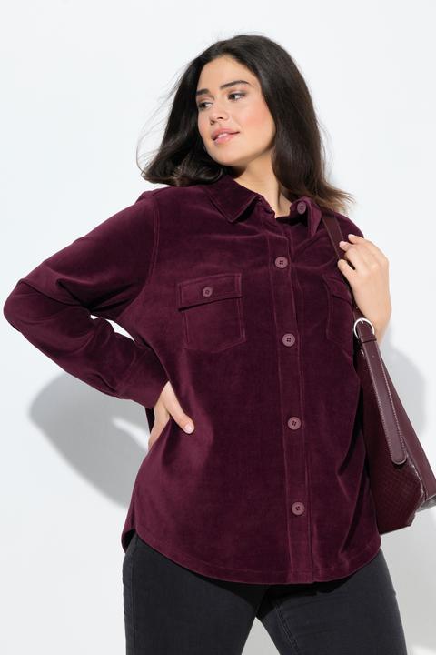 Image du produit Ulla Popken Chemise à manches longues en velours côtelé, poches et col chemise (50, 52)