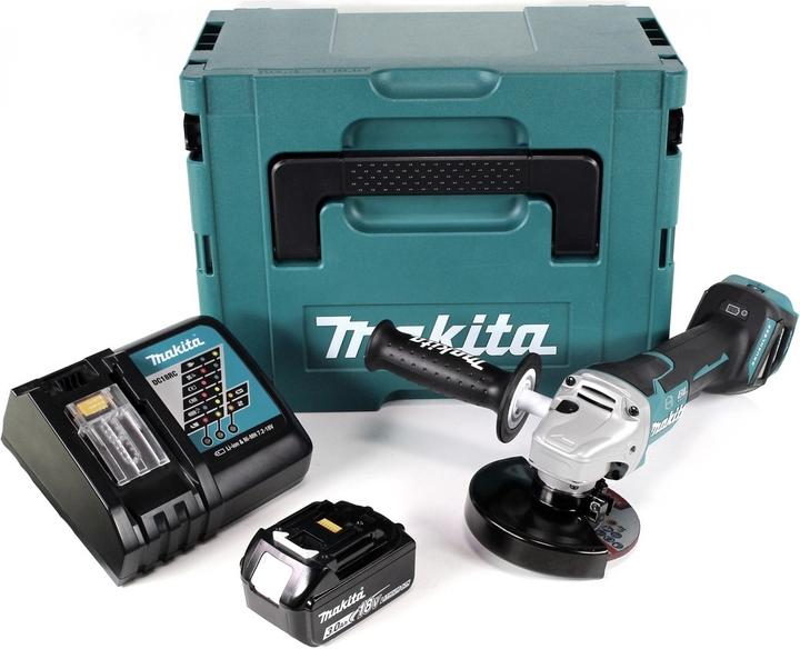 Actual product image Makita DGA 517 RF1J Battery angle grinder 18 V 125 mm Brushless + 1x battery 3.0 Ah + charger + Makpac (125 mm)