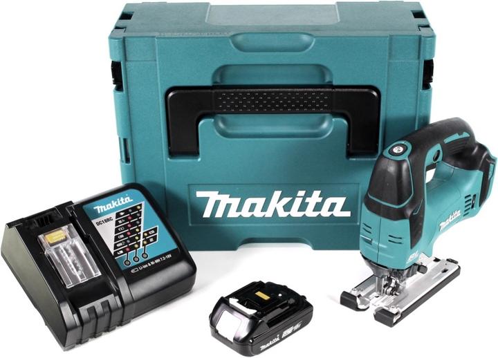 Actual product image Makita DJV 182 RA1J Battery pendulum jigsaw 18 V Brushless + 1x battery 2.0 Ah + charger + Makpac