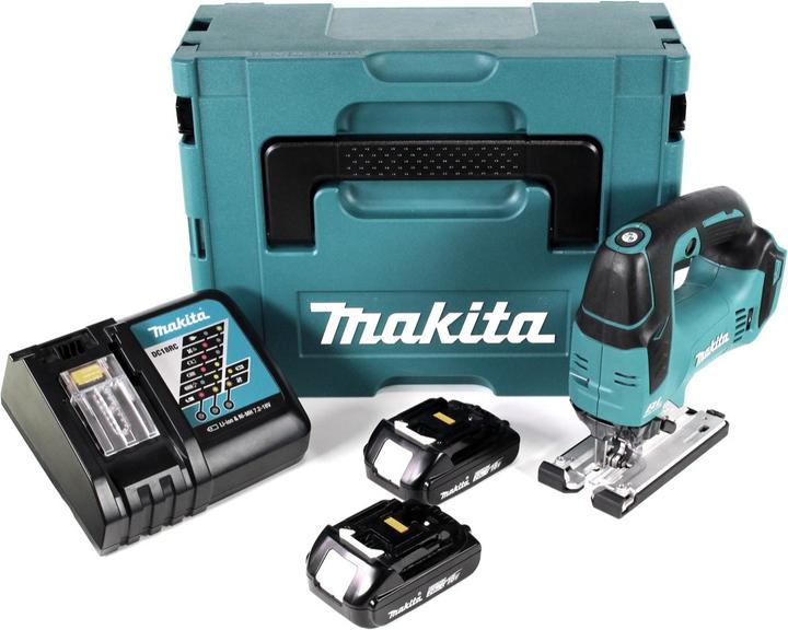 Actual product image Makita DJV 182 RAJ Battery pendulum jigsaw 18 V Brushless + 2x battery 2.0 Ah + charger + Makpac