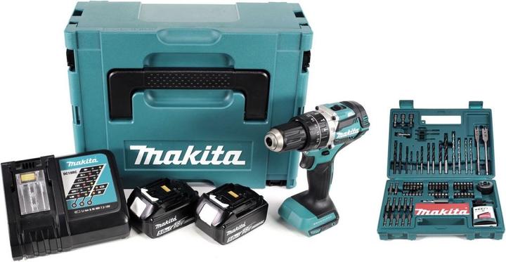 Image du produit Makita DHP 484 RTJ 18V Brushless Li-Ion Perceuse-visseuse à percussion sans fil + Coffret de transpo (Fonctionnement sur batterie)