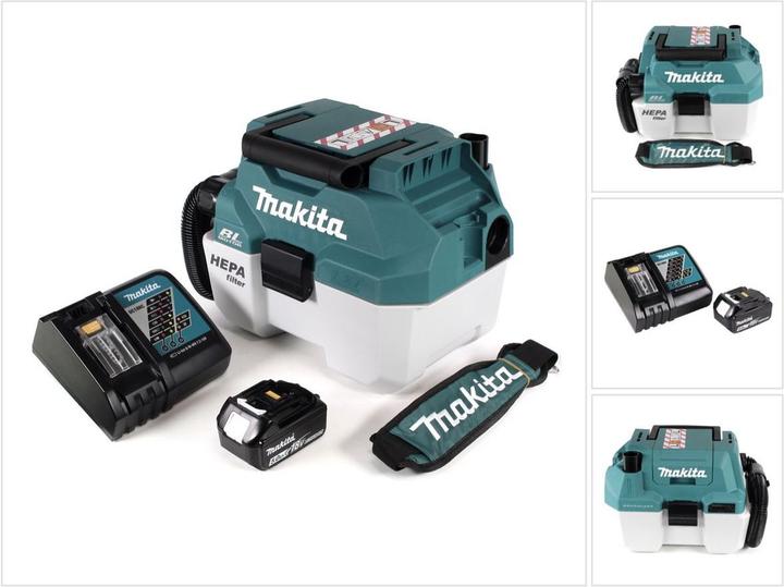 Produktbild Makita DVC 750 LRT1X1 Akku Staubsauger Nass und Trockensauger 18 V tragbar + 1x 5,0 Ah Akku und Lade (Nass-Trockensauger)