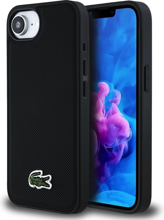 Produktbild Lacoste Case Iconic Petit Pique Woven Logo MagSafe for iPhone 16e black (Apple iPhone 16e)